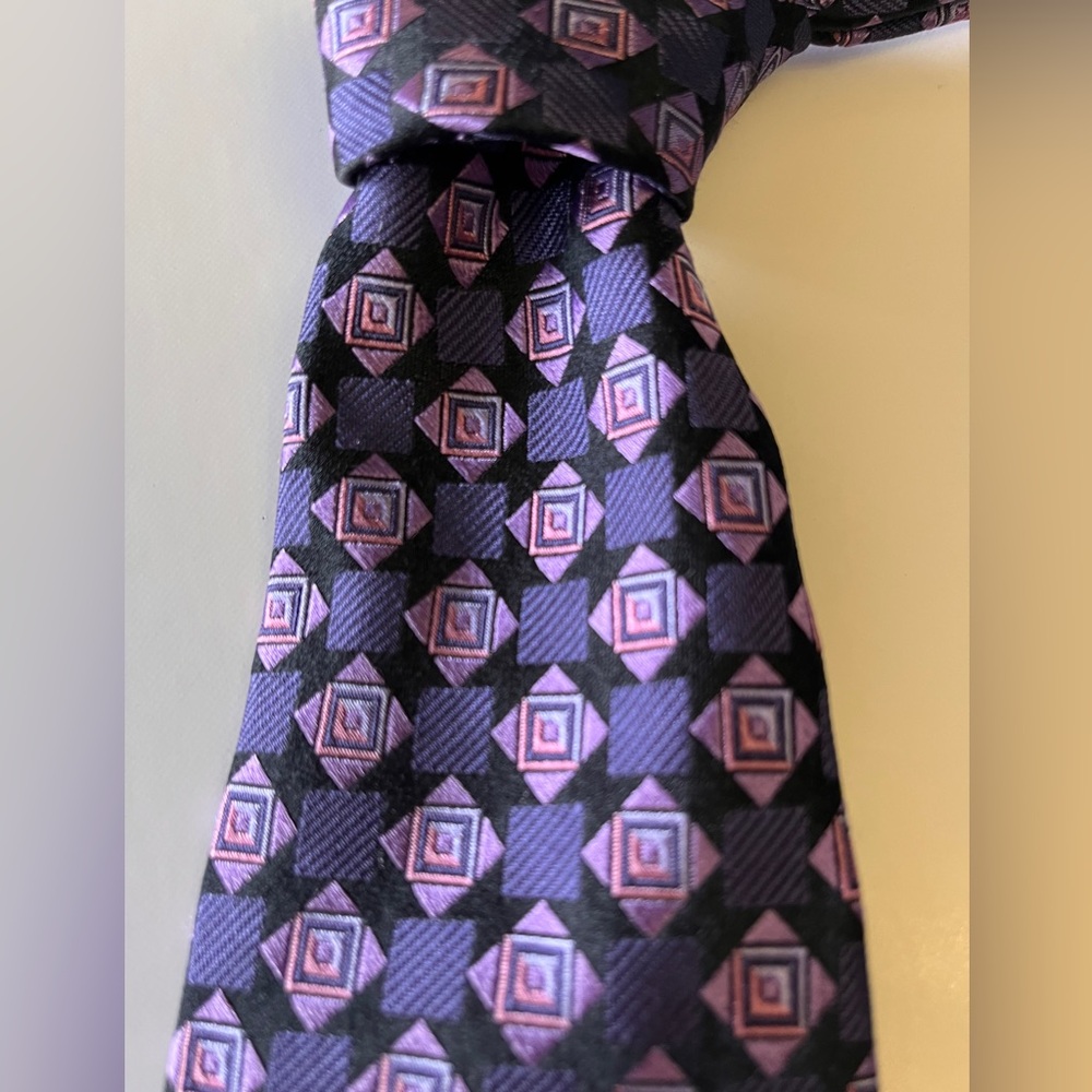 Ted Baker London Purple and Pink Geometric Silk Tie